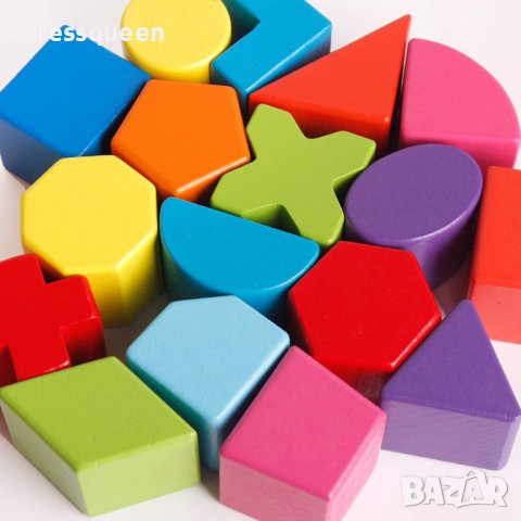 3582 Дървен куб с геометрични фигури, снимка 3 - Фигурки - 37769577