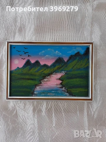 Лечебна ръчно рисувана картина с маслени пастели-10/15 см., снимка 1