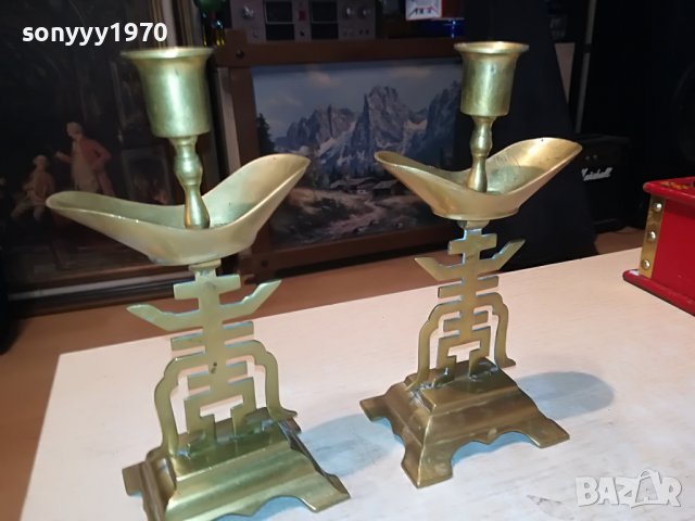 СВЕЩНИЦИ ОТ ФРАНЦИЯ 2БР МЕД/МЕСИНГ 3011221634, снимка 6 - Антикварни и старинни предмети - 38853726