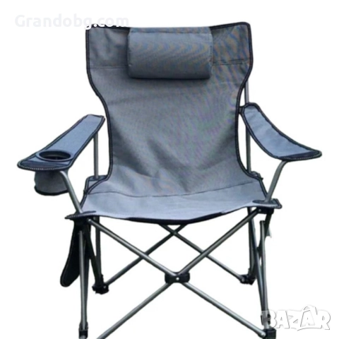 Сгъваем преносим стол WerkBull в 3 цвята с възглавница и поставка за телефон до 140кг за плаж и къмп, снимка 3 - Столове - 52108879