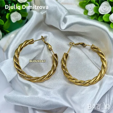 Golden Twist Hoops – дамски обеци халки 💛 | с позлата
