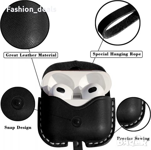 Нов черен кожен калъф за слушалки Airpod 3-то поколение 2021 г. Защита, снимка 3 - Други - 39909519