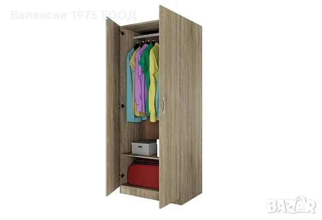 Двукрил гардероб Сити 1001 сонома, орех или комбинация бяло/ арвен, снимка 2 - Гардероби - 18797137