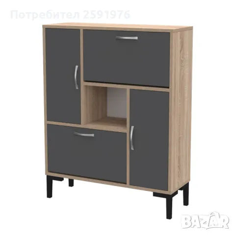 Шкаф за обувки Puzzle-home HM18187, ПДЧ, Два цвята, 86,5x30x109H, снимка 1