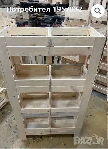 Двоен стелаж от щайги с хедър за всякакъв вид стока, снимка 6 - Оборудване за магазин - 49132801