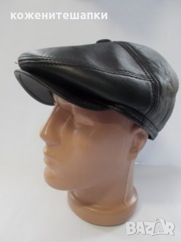 Мъжка кожена шапка каскет,черна-21, снимка 4 - Шапки - 30929563