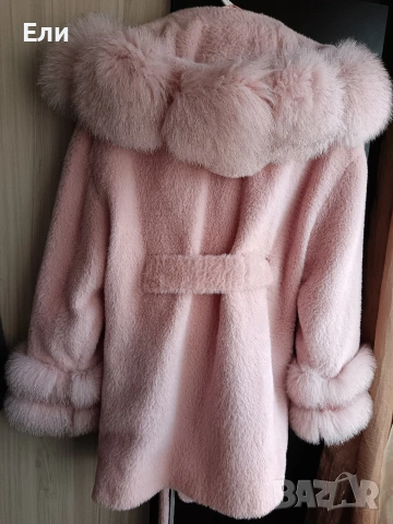 Палто алкантара с естествен косъм от лисица , снимка 3 - Палта, манта - 53272133