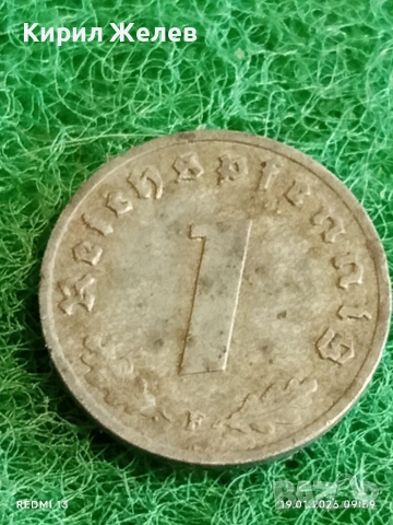 Две монети 1 райхсфенинг 1940г. Трети Райх Германия с свастика 53346, снимка 3 - Нумизматика и бонистика - 53147514