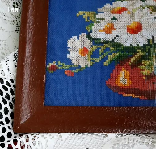 Стар гоблен в рамка със стъкло , снимка 4 - Гоблени - 48426434