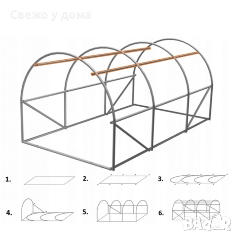 Градинска оранжерия 3 сегментова с допълнителна вентилация 3 х 2 х 2м, снимка 5 - Оранжерии - 54213452