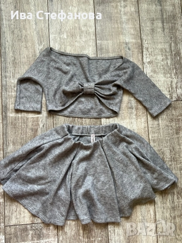 Нов разкошен сив елегантен сет костюм комплект пола топ бюстие Rebrand, снимка 3 - Костюми - 51711476