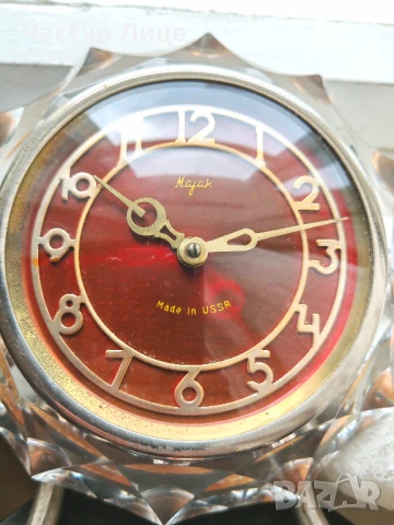 Супер Рядък Руски Соц СССР Партиен Кристален Настолен Часовник Маяк Majak, снимка 3 - Антикварни и старинни предмети - 51204979