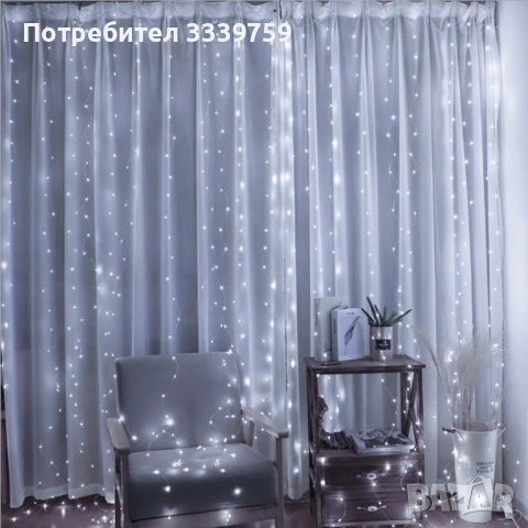 Коледни лампички с 300Led лампи 3 метра на 3 метра ,коледна завеса с дистанционно, снимка 14 - Декорация за дома - 52155883