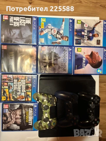 Продавам PS4 1 TB втора употреба + 8 игри + 3 контролера в комплект! Цена: 480 лева/ 245 €, снимка 1