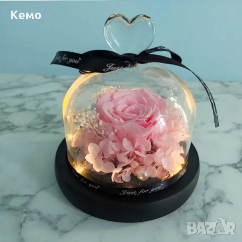 Истинска вечна роза в стъкленица – балсамирана и запазена за години, снимка 15 - Подаръци за жени - 49024633