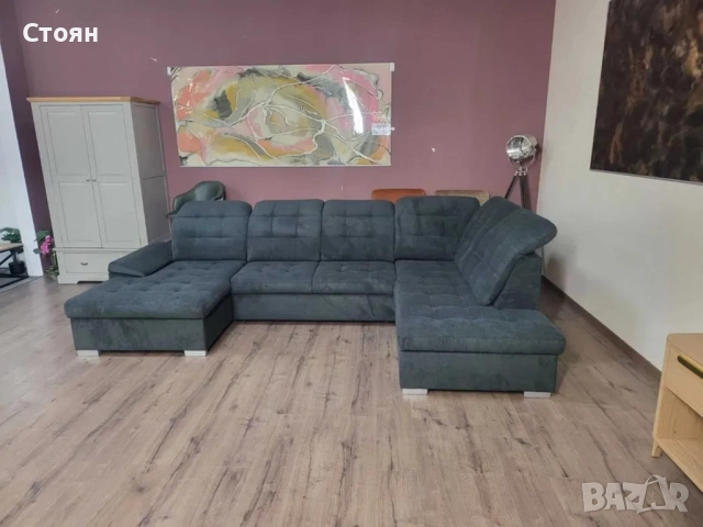 ПРОМОЦИЯ!!!Тъмно сив П - образен ъглов диван Nixon с функция сън, снимка 2 - Дивани и мека мебел - 52829905