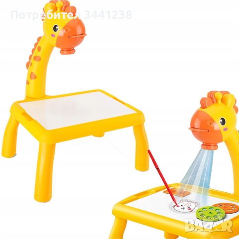 Детска маса за рисуване с проектор, жираф, снимка 4 - Мебели за детската стая - 42636501
