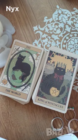 Оригиналният, оторизиран „Cats rule the earth“ карти Таро, снимка 4 - Карти за игра - 55828467