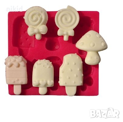 Близалка сладолед ескимо лакомства гъба силиконов молд форма фондан шоколад декор