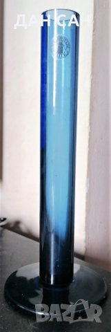 маркирана Handmade синя стъкло ваза, снимка 5 - Вази - 32164882