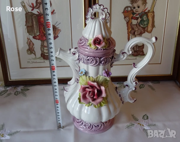 Ваза стил Capo di Monte с капак, снимка 2 - Вази - 50868381