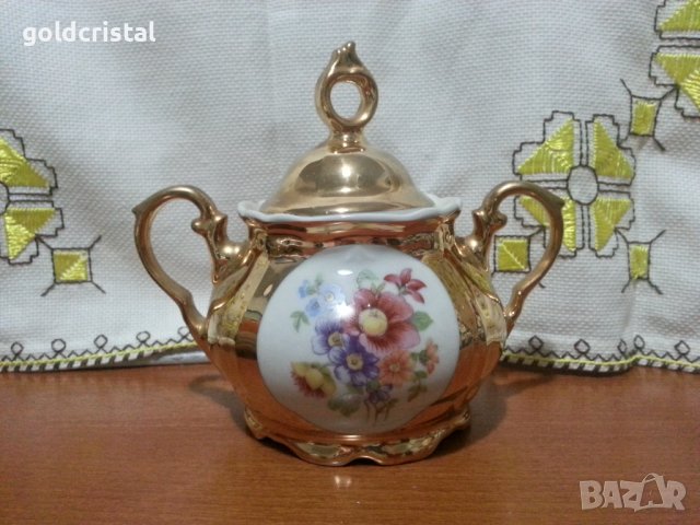 Стар български порцелан захарница , снимка 4 - Антикварни и старинни предмети - 42867886