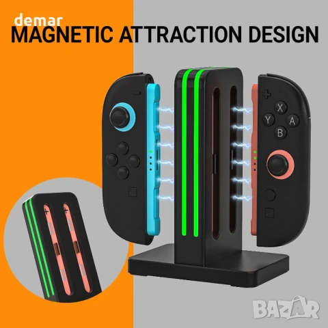 WUXIDIXI Зарядна станция, съвместима с контролери Nintendo Switch 2 Joy-Con, черна, снимка 2 - Аксесоари - 50536673