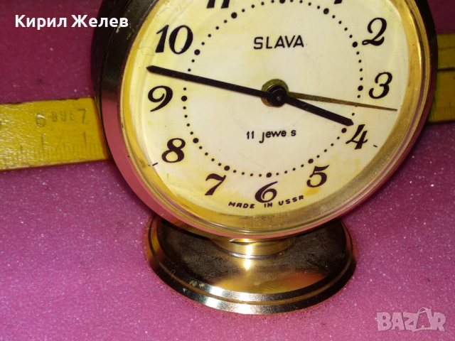 SLAVA MADE in USSR Стар КОЛЕКЦИОНЕРСКИ РУСКИ БУДИЛНИК МЕХАНИЧЕН НАСТОЛЕН ЧАСОВНИК СЛАВА СССР 43186, снимка 7 - Антикварни и старинни предмети - 44545763