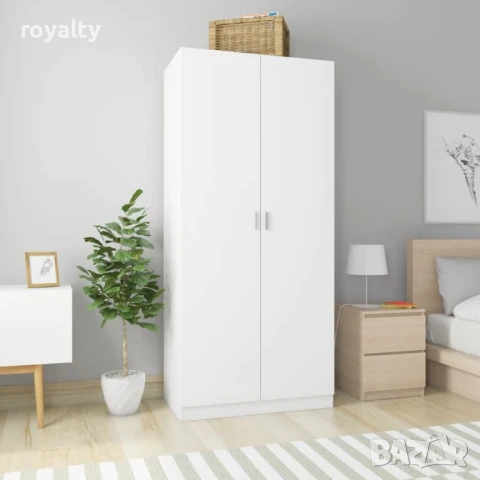 Гардероб, бял, 90x52x200 см, ПДЧ 