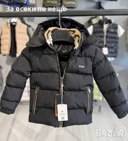 Hugo Boss Детско Черно Зимно Яке Със Силиконов Пълнеж Хуго Бос Код A913
