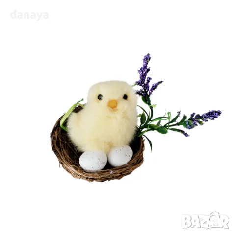 5693 Великденска украса Пиленце в гнездо, 7 см, снимка 3 - Декорация за дома - 49232781