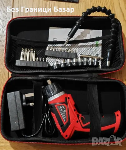 Нов Комплект 34 части DuroFort 8V винтоверт с регулируема дръжка, снимка 9 - Винтоверти - 47271958