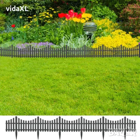 vidaXL Кантове за тревни площи, 17 бр, антрацит, 10 м, PP(SKU:314682), снимка 2 - Други - 49419650