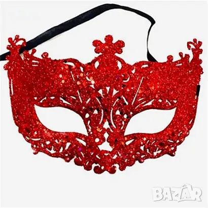 черна червена твърда Домино маска с пандела  за лице очи карнавал парти, снимка 5 - Други - 30183719