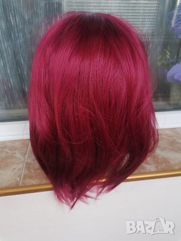 Нова  права червена перука БОБ без бретон - 35см- мод.96, снимка 3 - Аксесоари за коса - 23030464