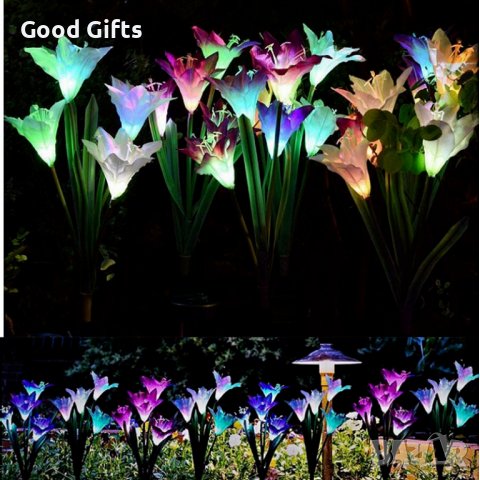 1+1 ОФЕРТА Соларна лампа лилиум Solar Light Flower, снимка 2 - Соларни лампи - 38096430