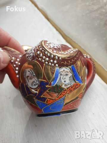 Сатцума Satsuma малък чайник Япония порцелан печат, снимка 6 - Антикварни и старинни предмети - 53340196