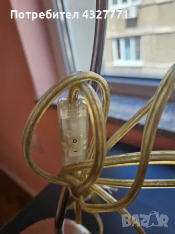 Стъклена настолна тип старинна лампа, неръждаема стомана, Prezent, снимка 3 - Настолни лампи - 48403455