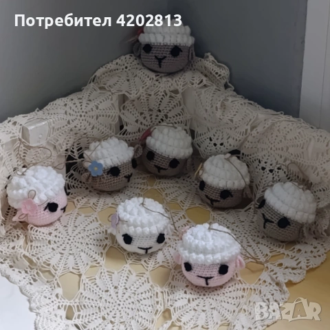 Ръчна изработка . Агънца , плетени на една кука , снимка 10 - Декорация за дома - 53989466