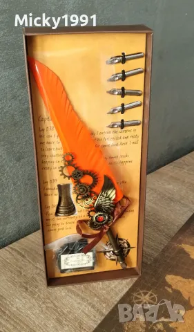 Луксозен калиграфски комплект с перо и печат , снимка 2 - Арт сувенири - 49480413