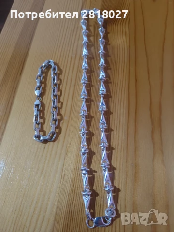 Сребърен ланец - синджир, снимка 2 - Колиета, медальони, синджири - 50704122