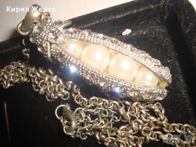 СРЕБРИСТО ОРИГИНАЛНО АРТ КОЛИЕ МЕДАЛЬОН с ВГРАДЕНИ ПЕРЛИЧКИ и КРИСТАЛИ 16565, снимка 14 - Колиета, медальони, синджири - 30711712