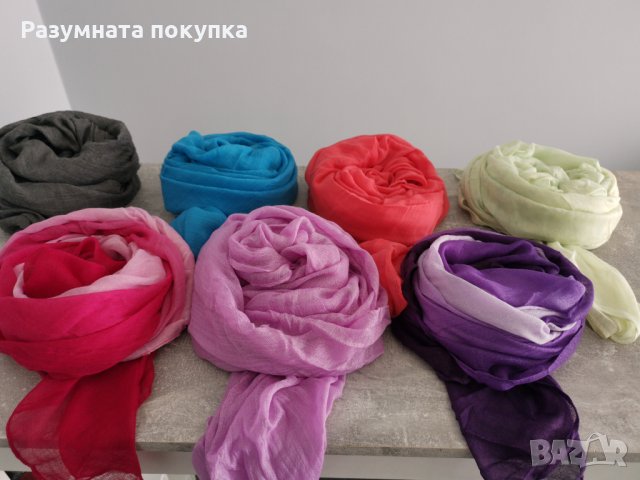Дамски шалове от памук и лен, снимка 2 - Шалове - 31988286
