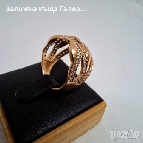 Златен пръстен с фианити, 5,28г – елегантност и блясък, снимка 3 - Пръстени - 54216442
