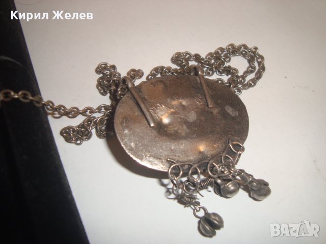 ВЪЗРОЖДЕНСКИ ПОСРЕБРЕН СТАРИНЕН НАКИТ с ГОЛЯМ КАРНЕОЛ ЕТНОГРАФСКО БИЖУ МЕДАЛЬОН 14964, снимка 12 - Антикварни и старинни предмети - 30523534
