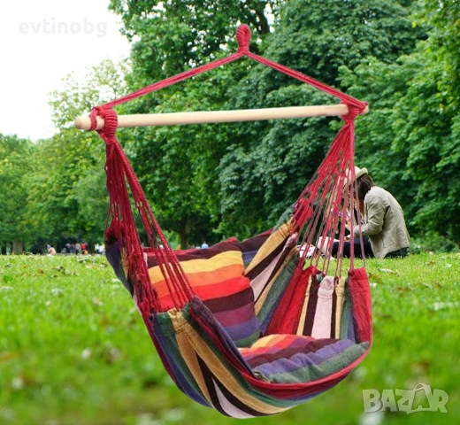 Удобен и здрав хамак с въжета – релакс на открито или на терасата, снимка 3 - Градински мебели, декорация  - 53906204