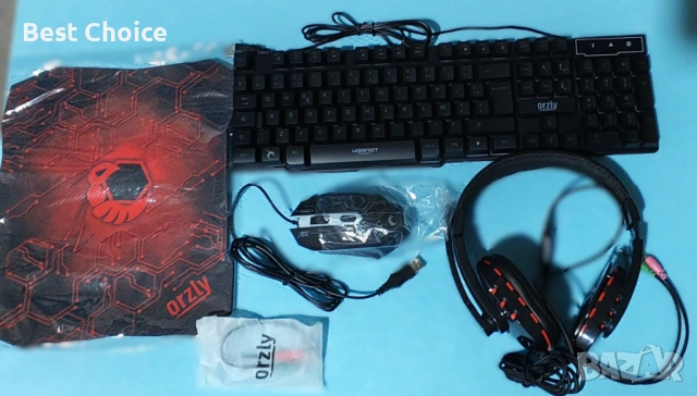 Гейминг комплект клавиатура, мишка, слушалки и подложка за мишката на марката Orzly, снимка 5 - Клавиатури и мишки - 53057942