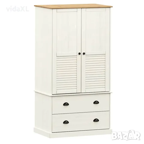 vidaXL Гардероб VIGO, бял, 90x55x170 см, бор масив