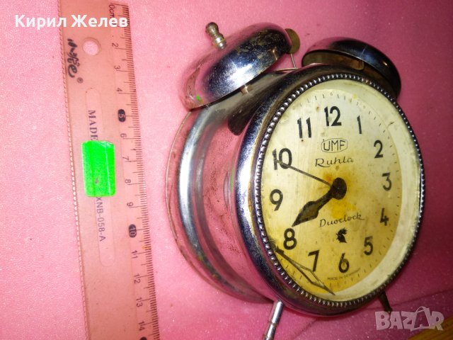 UMF RUHLA DUOCLOCK MADE IN GERMANY Стар КОЛЕКЦИОНЕРСКИ МЕХАНИЧЕН БУДИЛНИК ВИНТИДЖ МОДЕЛ 43678, снимка 9 - Антикварни и старинни предмети - 44464438