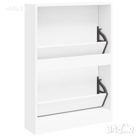 vidaXL Шкаф за обувки, бял, 59x17x81 см, инженерно дърво, снимка 6 - Шкафове - 56147100